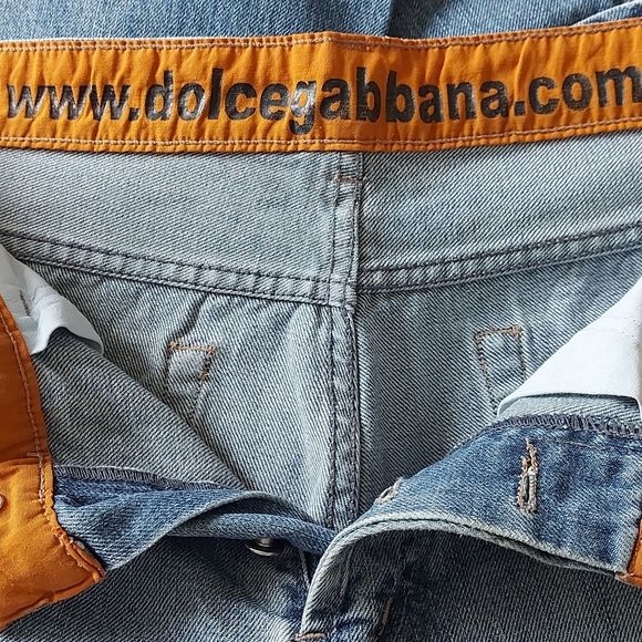 Dolce Gabbana Size 33 Blue Stonewash Distressed Poem Jeans Made In Italy - Picture 6 of 14